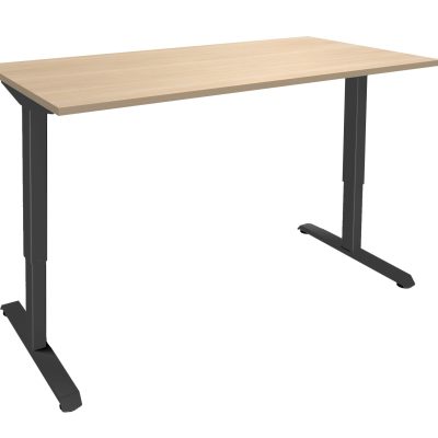 Bureau LEVEL - Bureau éléctrique - L160 - pied carbone - plateau imitation chêne clair