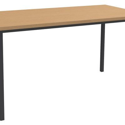 Table de réunion rectangulaire - 120 x 60 cm - Pieds carrés anthracite - imitation hêtre